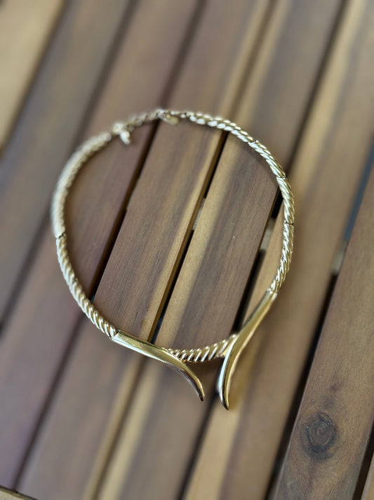 Vintage Gold Monet Twisted Paneled Choker Necklace