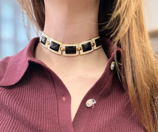 Black And White Enamel Choker