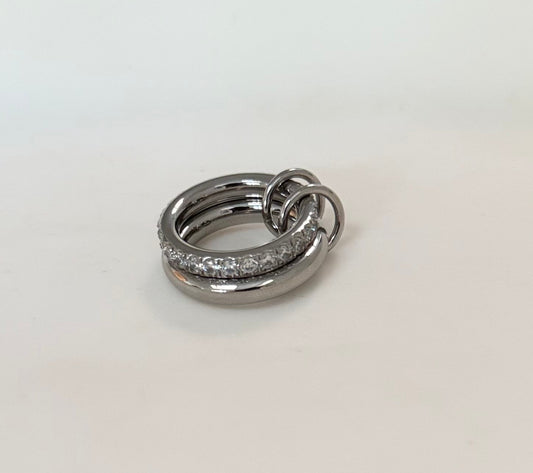 Silver and Cz Double Layer Ring