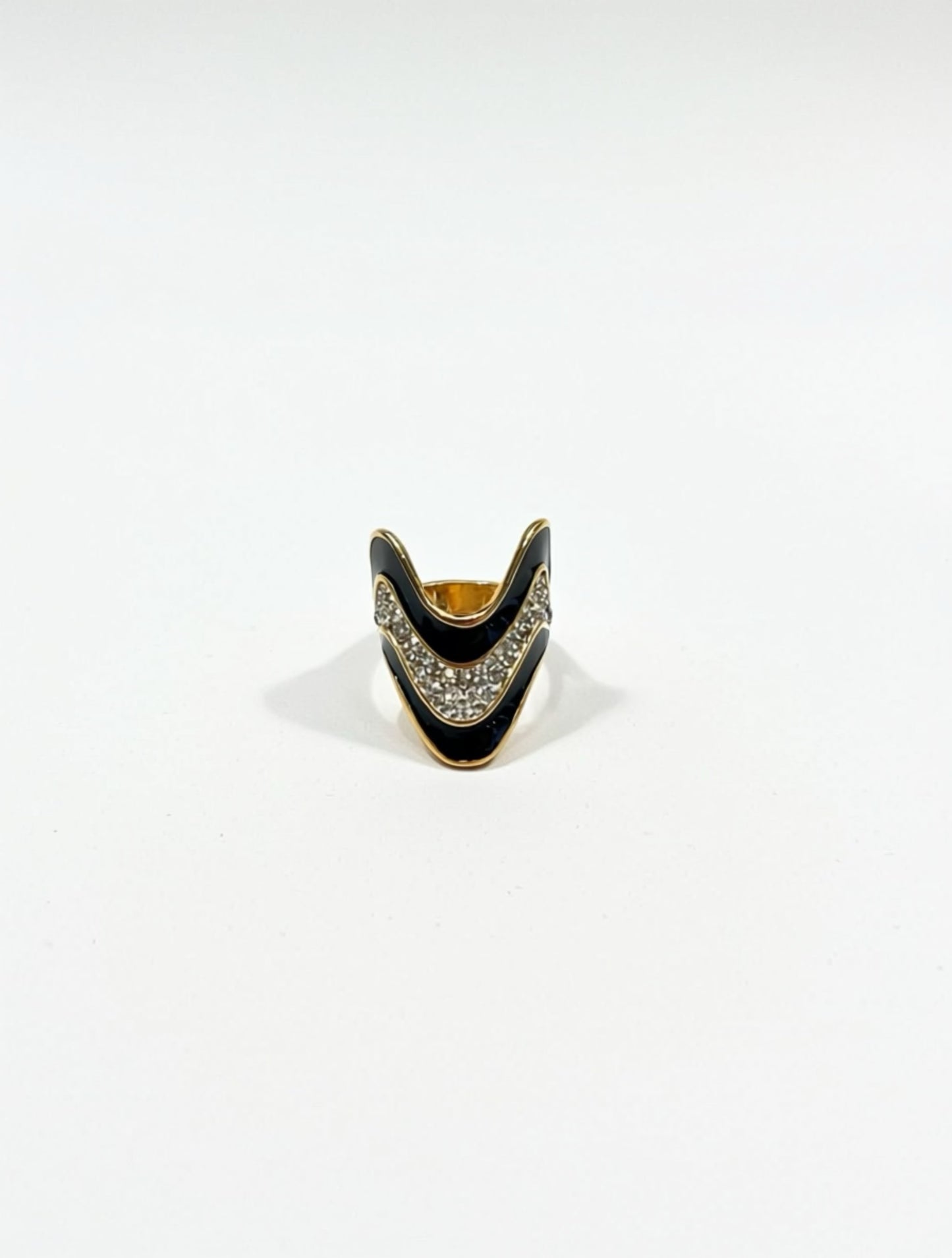 Black And Crystal Cocktail Ring