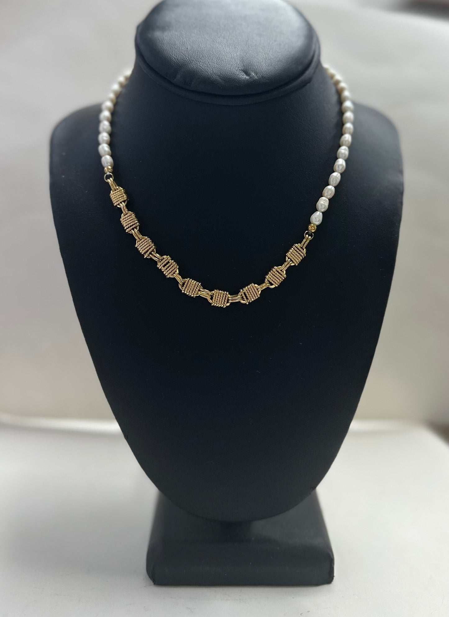 Pearl And Gold Link Necklace