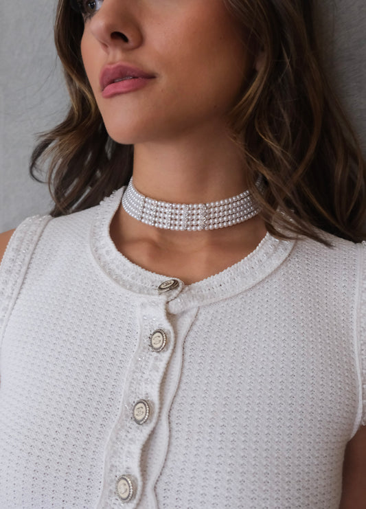 Pearl and Crystal Choker Necklace