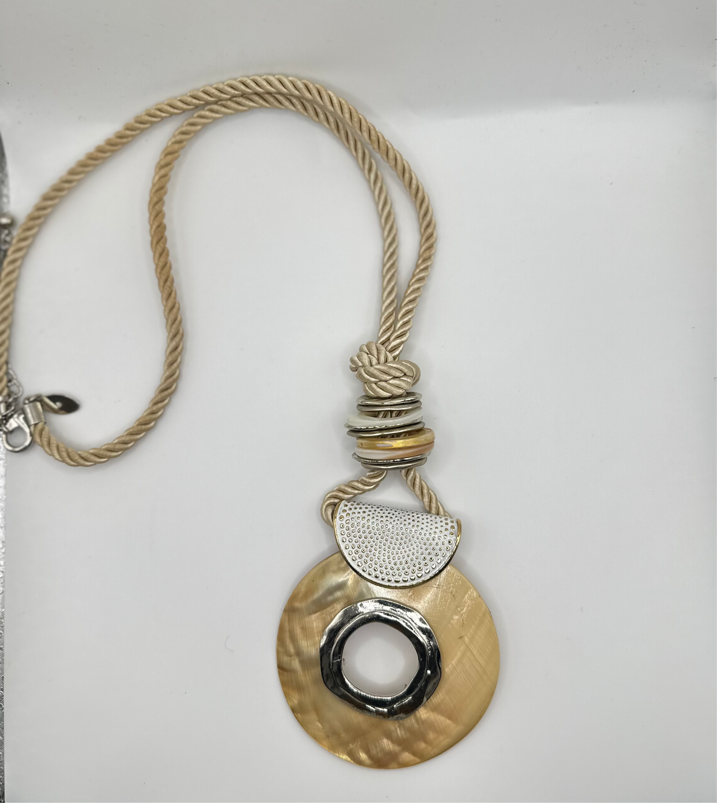 Mother of Pearl Cord Pendant Necklace