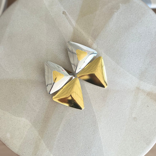 Two Tone Triangle Earrings