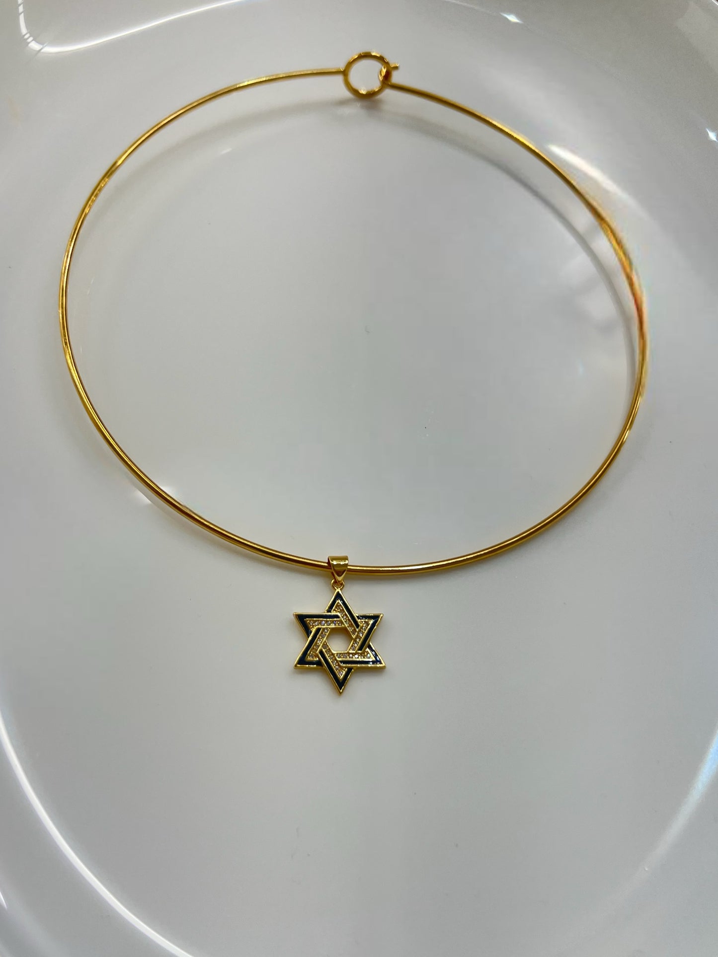 Jewish Star Wire Necklace