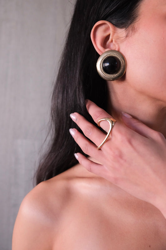 Black and Bronze Circle Earrings