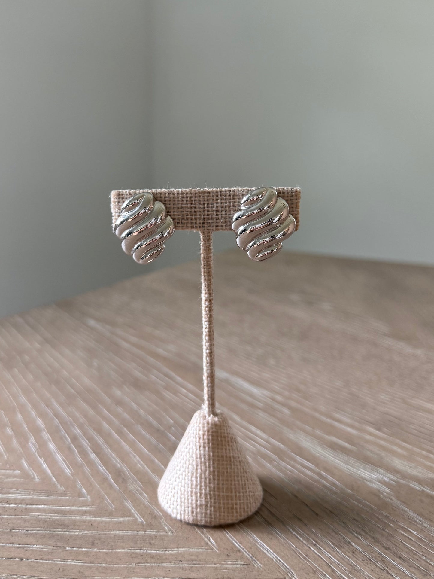 Vintage Puffed Silver Earrings