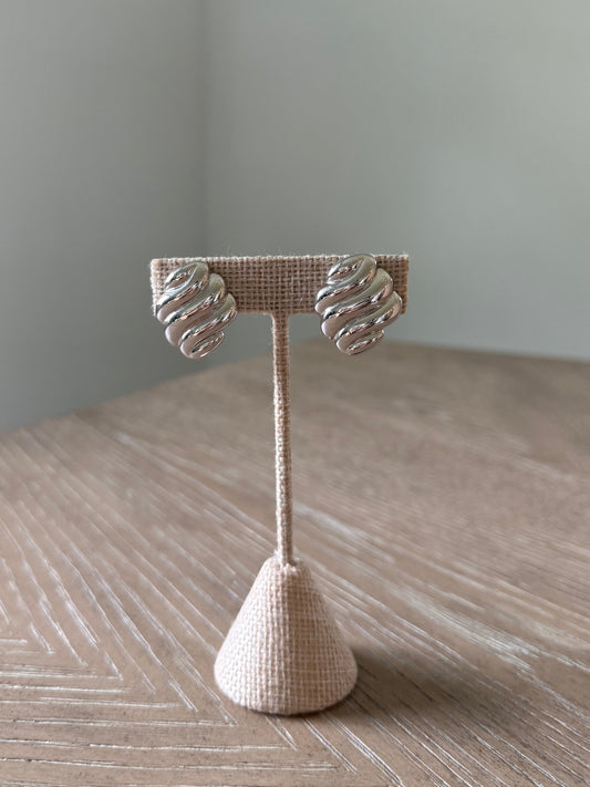 Vintage Puffed Silver Earrings