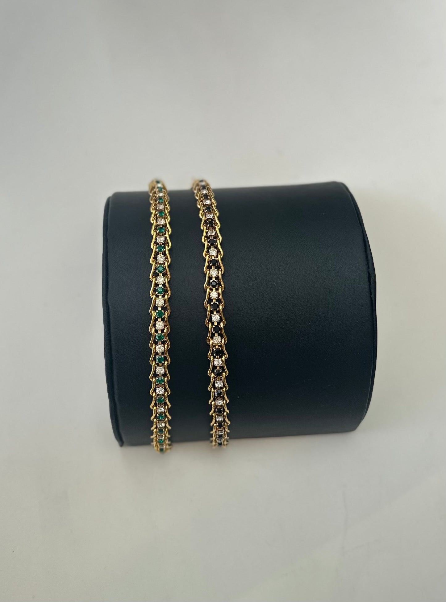 Black And Emerald Crystal Link Bracelet