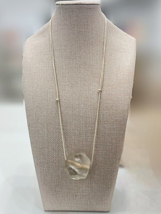 Lucite Beige Rope Adjustable Necklace
