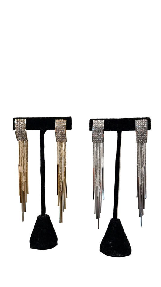 Long Crystal Tassel Hanging Earrings