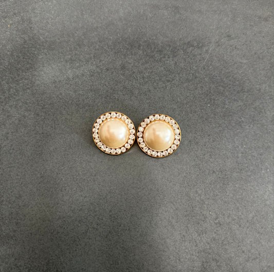 Pearl And Rhinestone Earrings
