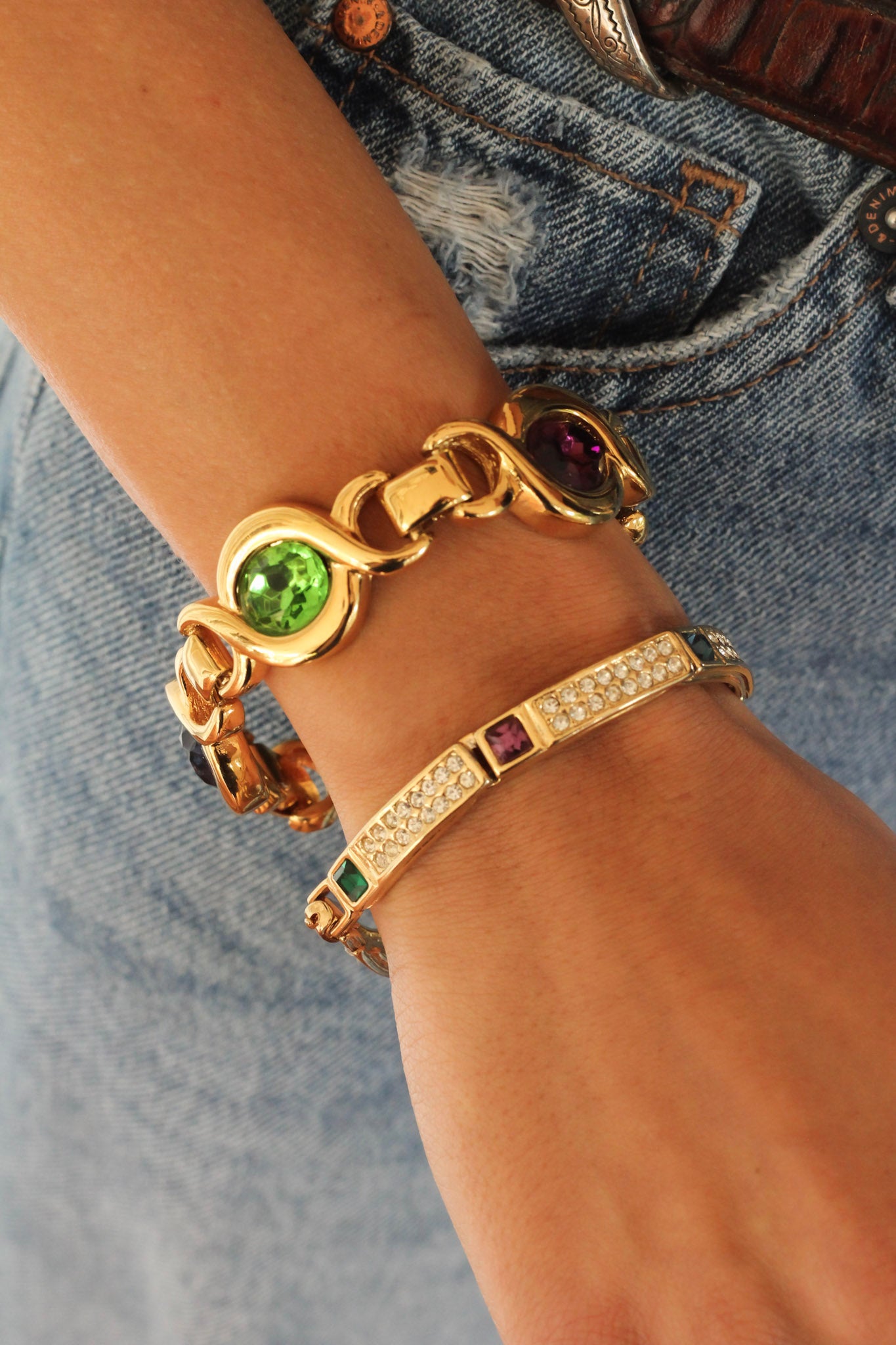 Thick Colored Circle Link Bracelet