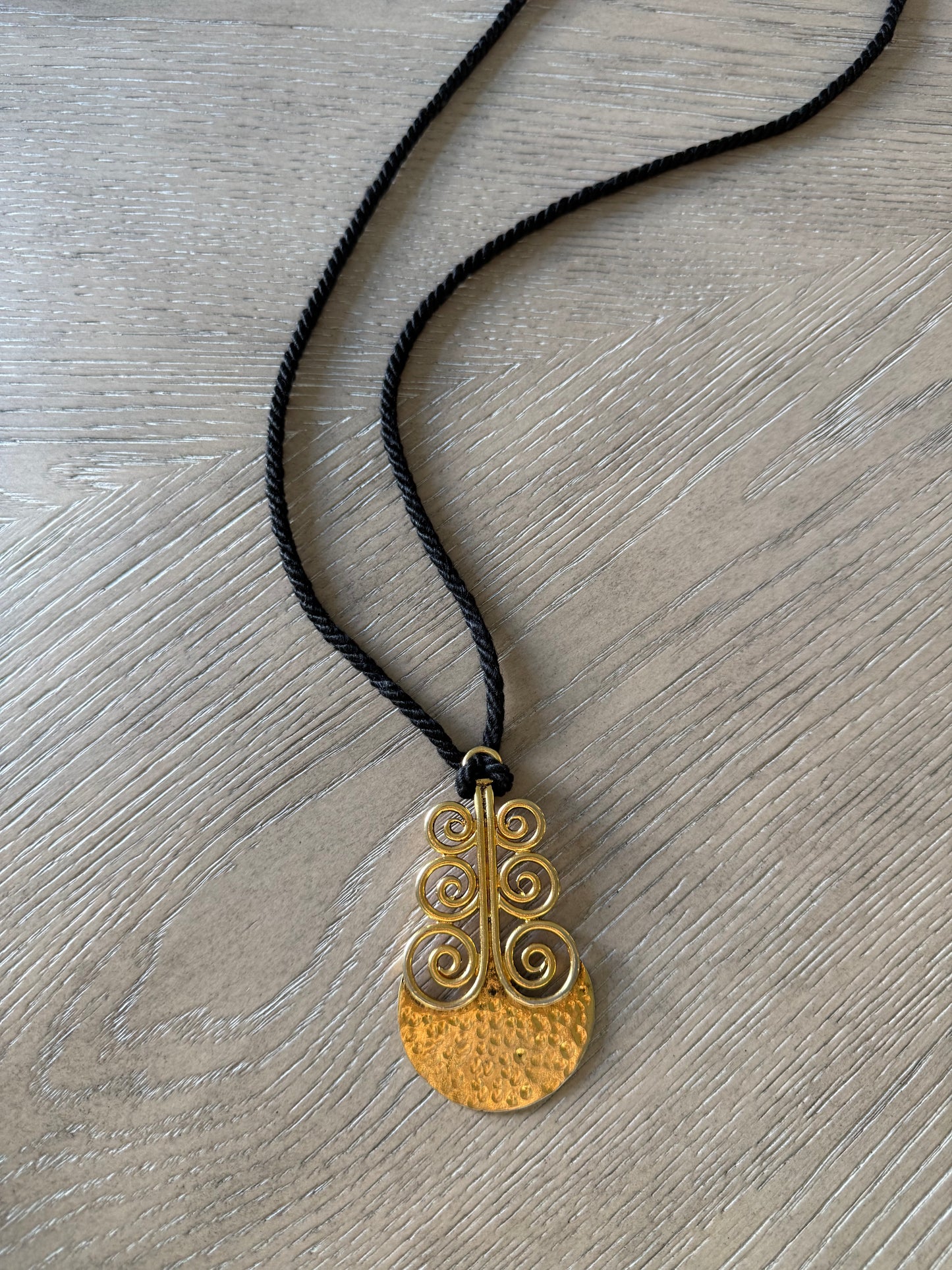 YSL Black Rope With Gold Pendant