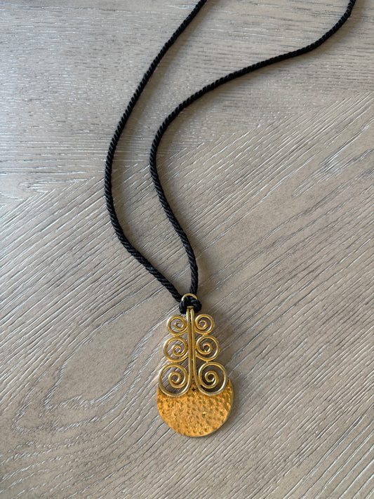 YSL Black Rope With Gold Pendant