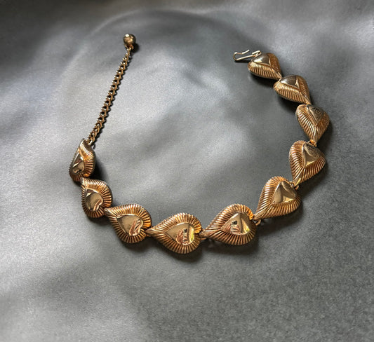 Vintage Gold Heart Choker Necklace