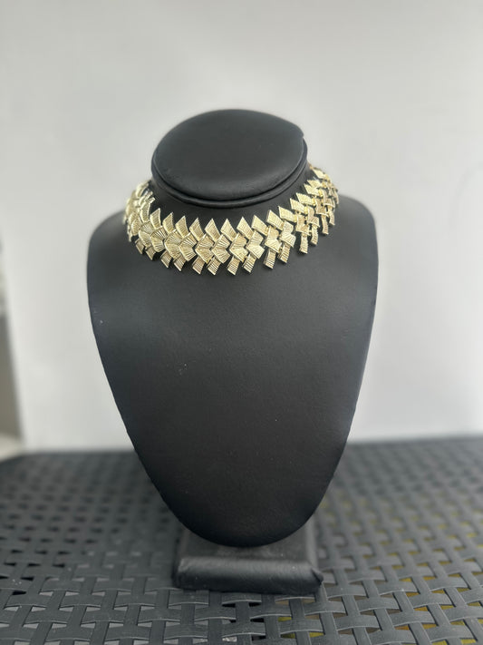 Gold Wide Link Chocker Necklace