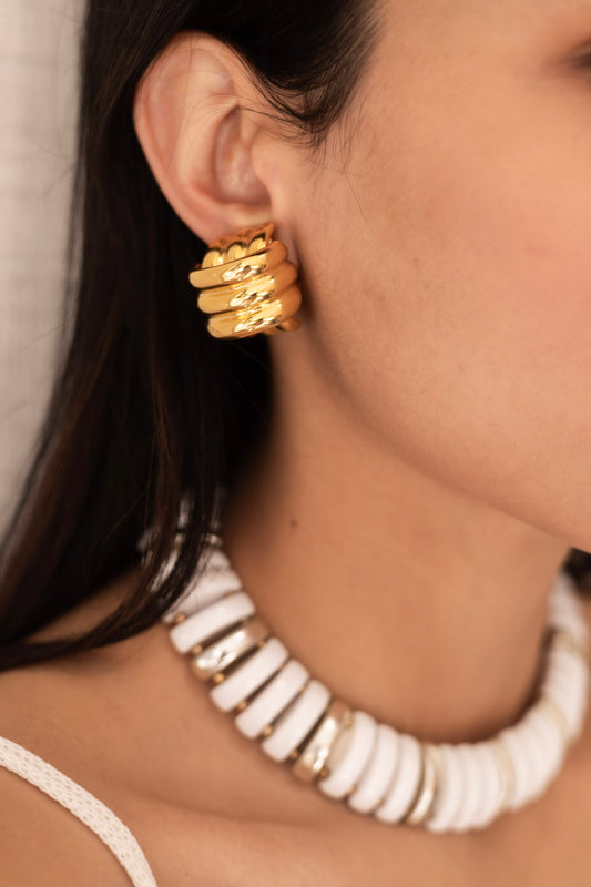 Vintage Gold Ribbed Earrings