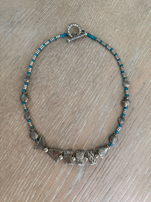 Vintage Silver Fish Necklace