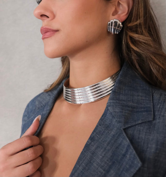 Silver Statement Collar Necklace