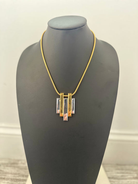 Two Tone Pendant Necklace