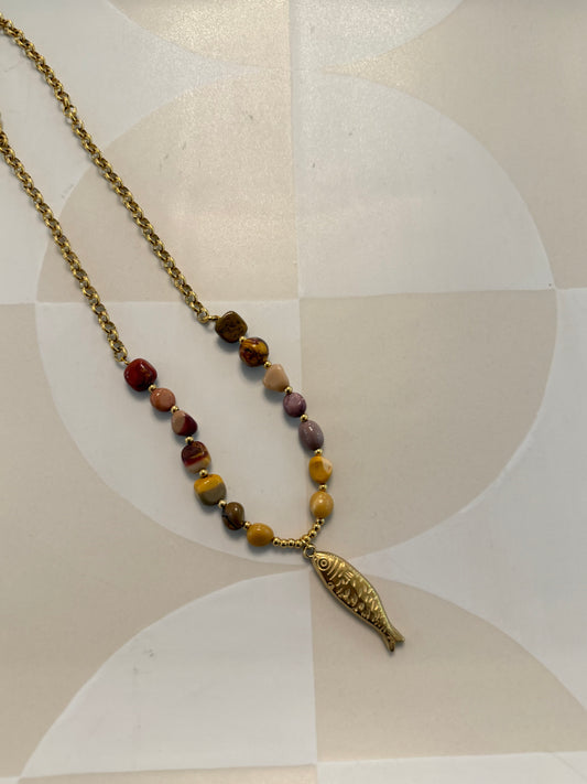 Beaded Chain Fish Necklace