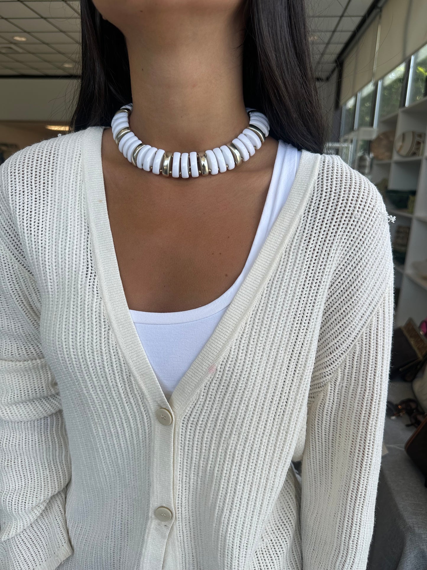 White And Gold Choker