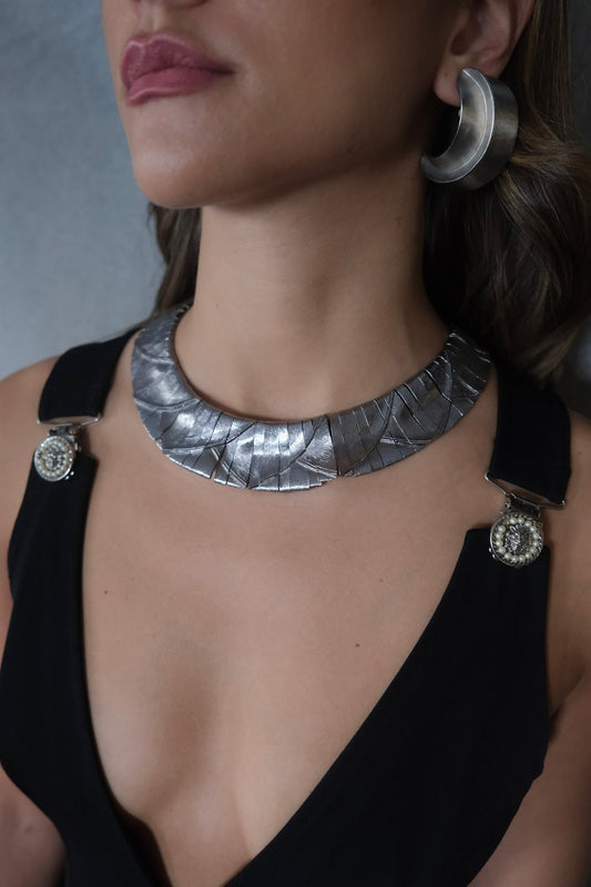 Vintage Les Bernard Silver Statement Necklace