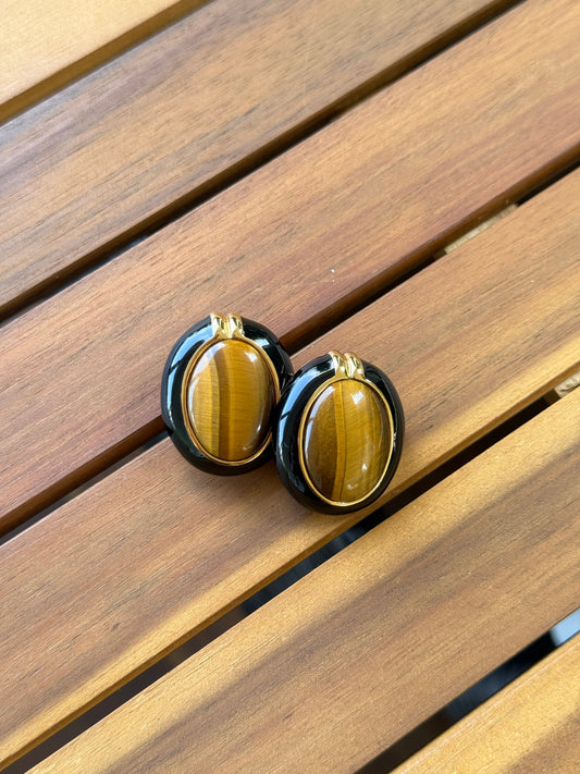 Vintage Ciner Tigers Eye Earrings