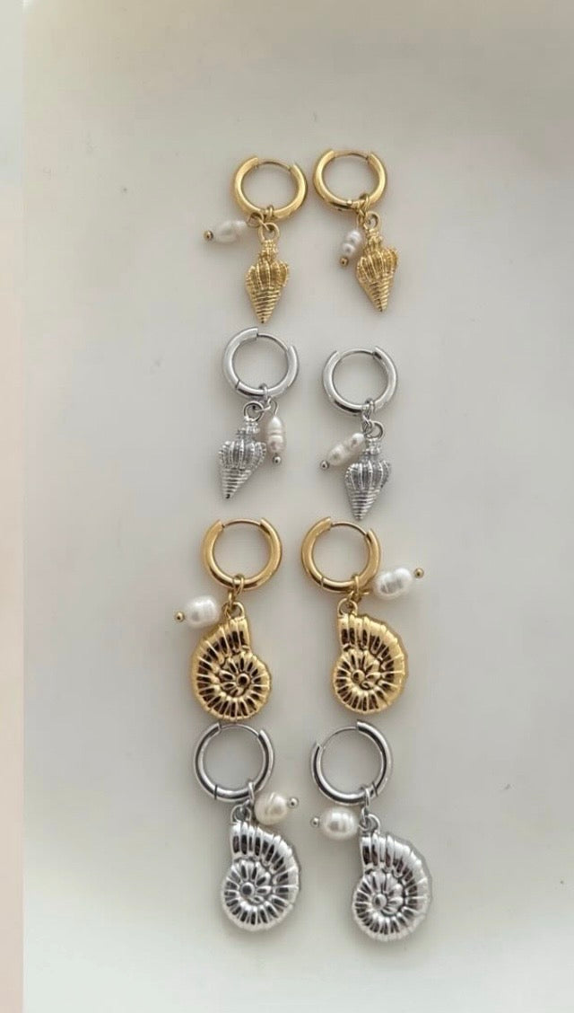 Shell and Pearl Huggies Earring