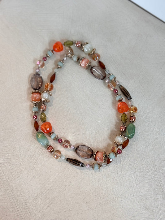 Vintage Multi Color Beaded Necklace