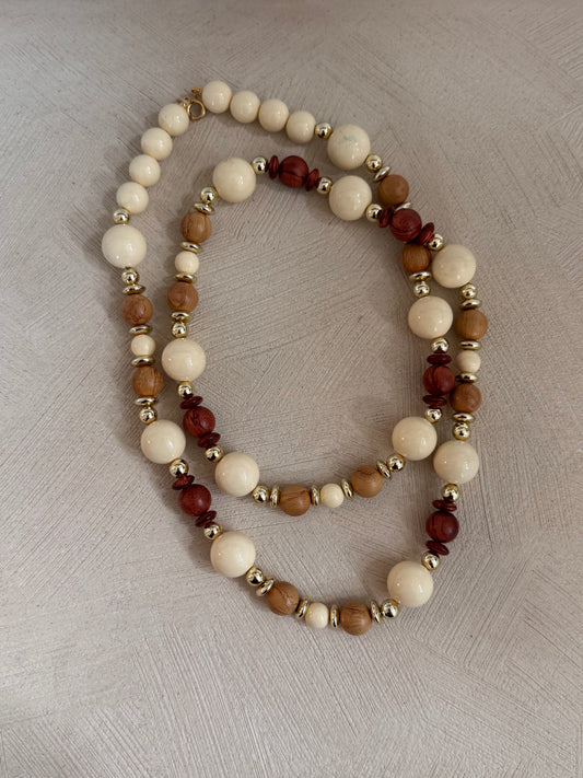 Vintage Wooden Beaded Necklace