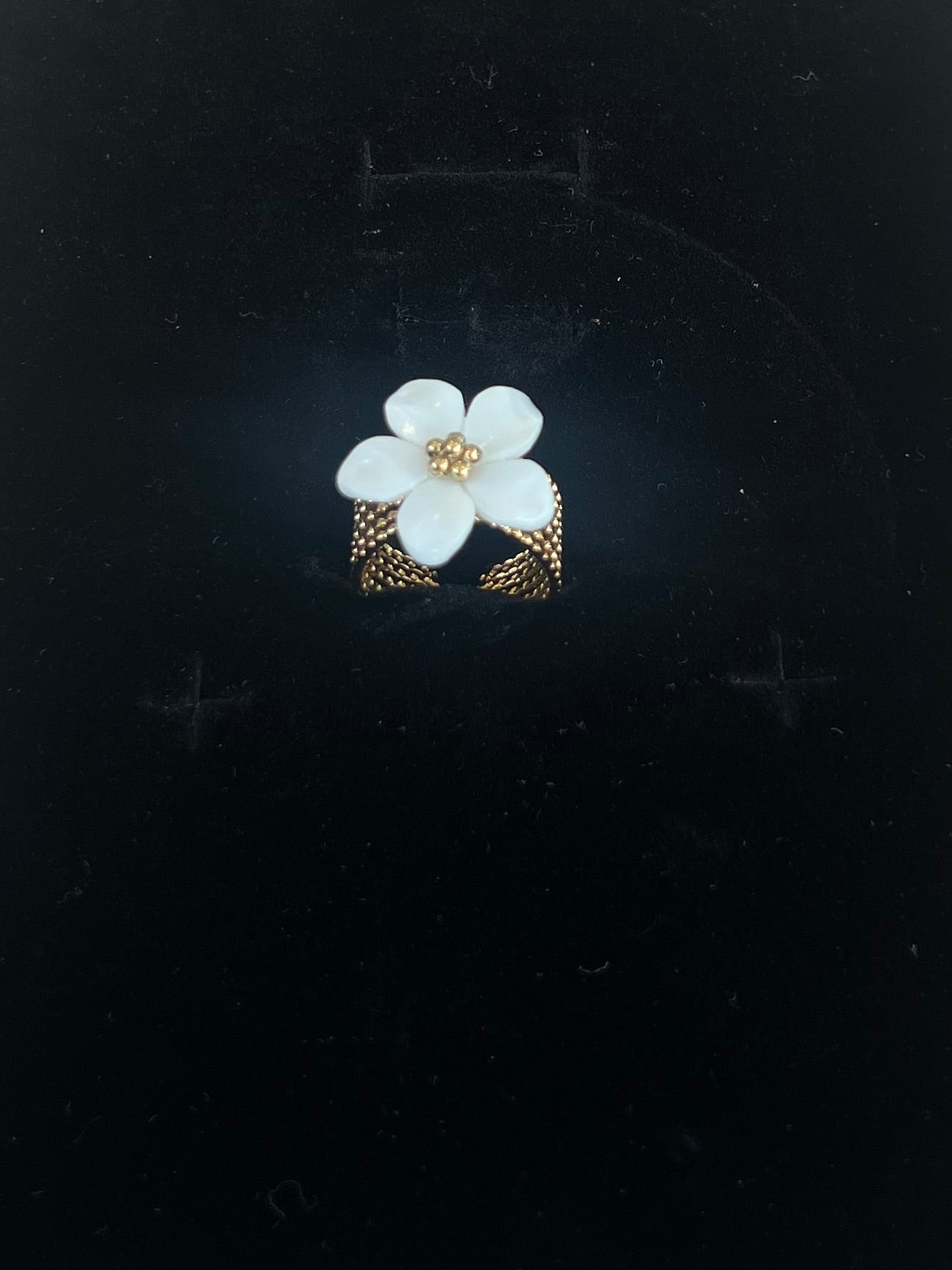 White Flower Gold Ring