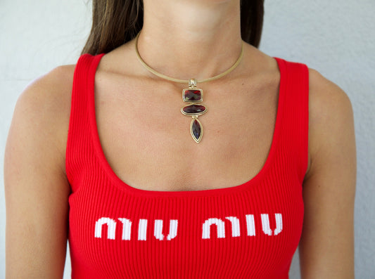 Ruby Drop Choker Necklace