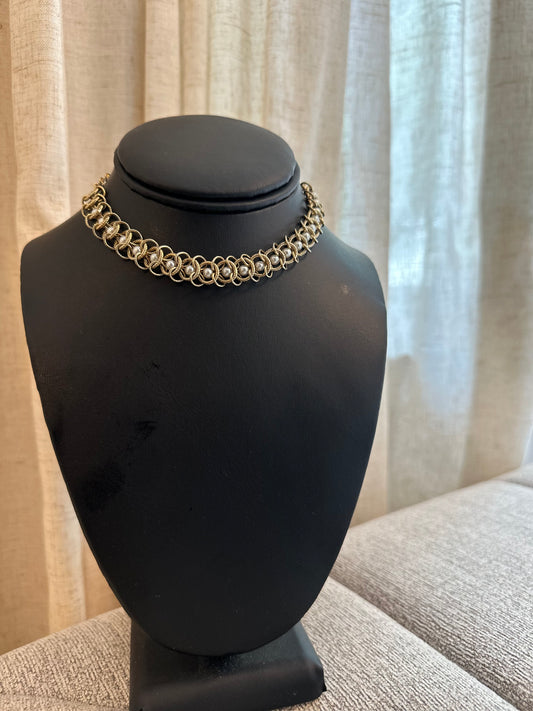 Gold and Pearl Choker Necklace