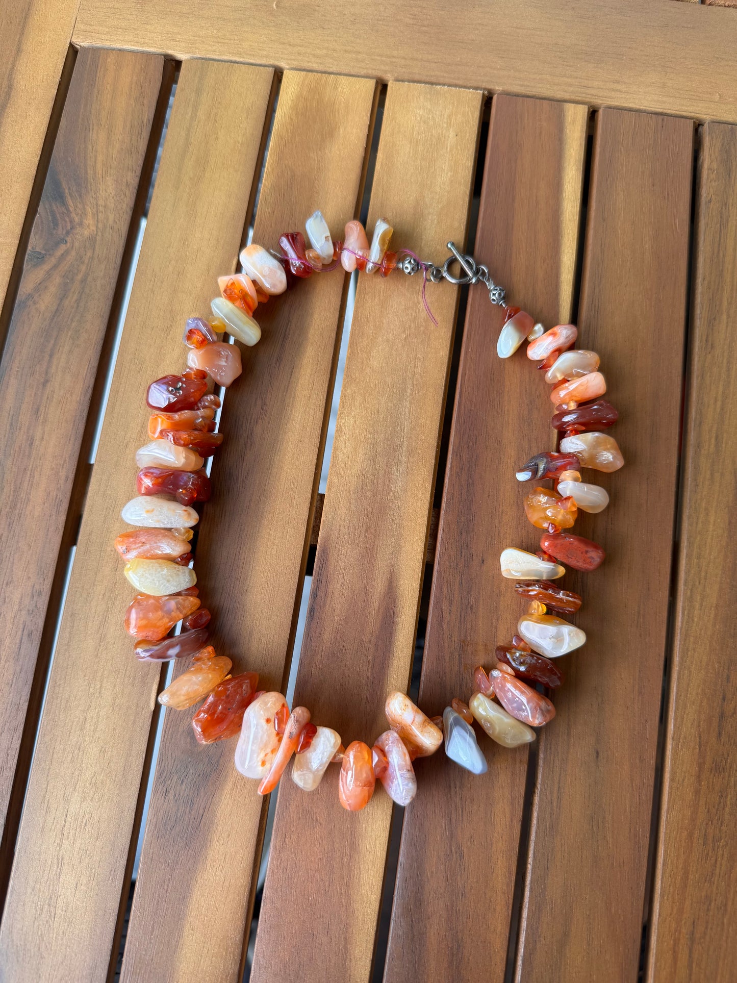 Orange Red Colored Thick Beaded Necklace