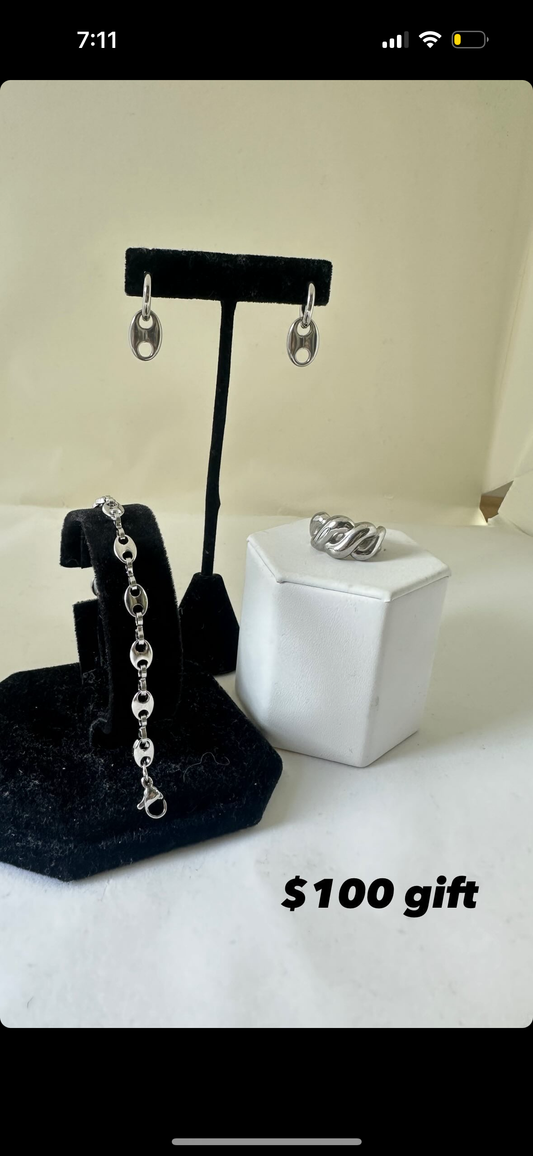 Jessica all three bracelet ring and earring