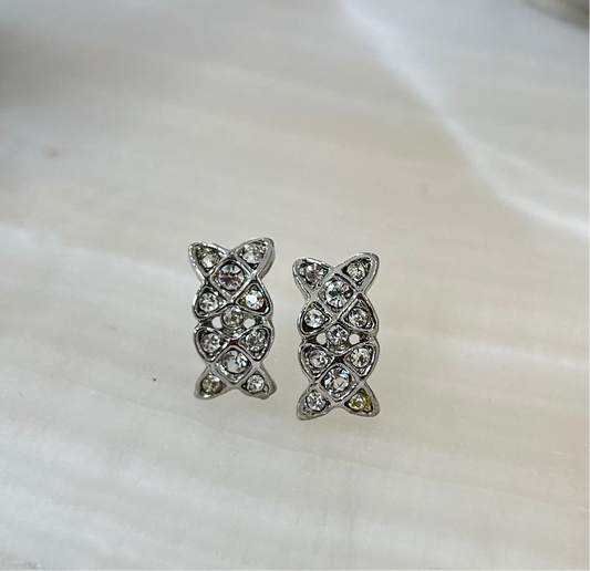 Silver Toned Crystal Earrings