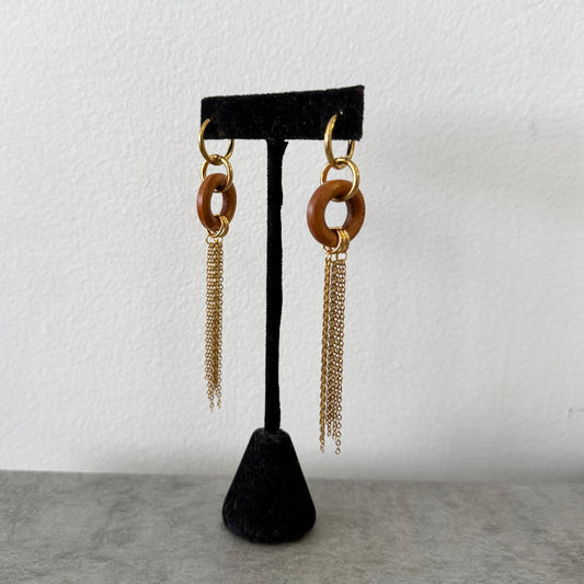 Wooden Circle Tassel Earring