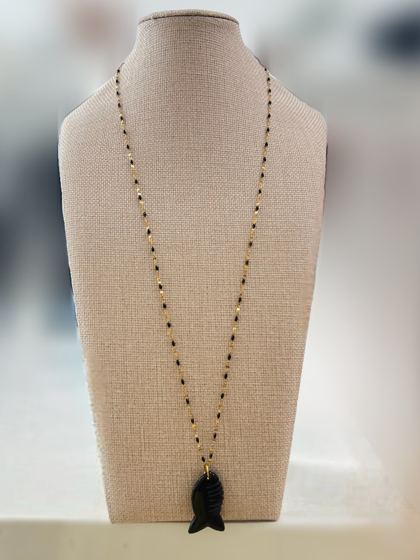 Beaded Chain Fish Necklace