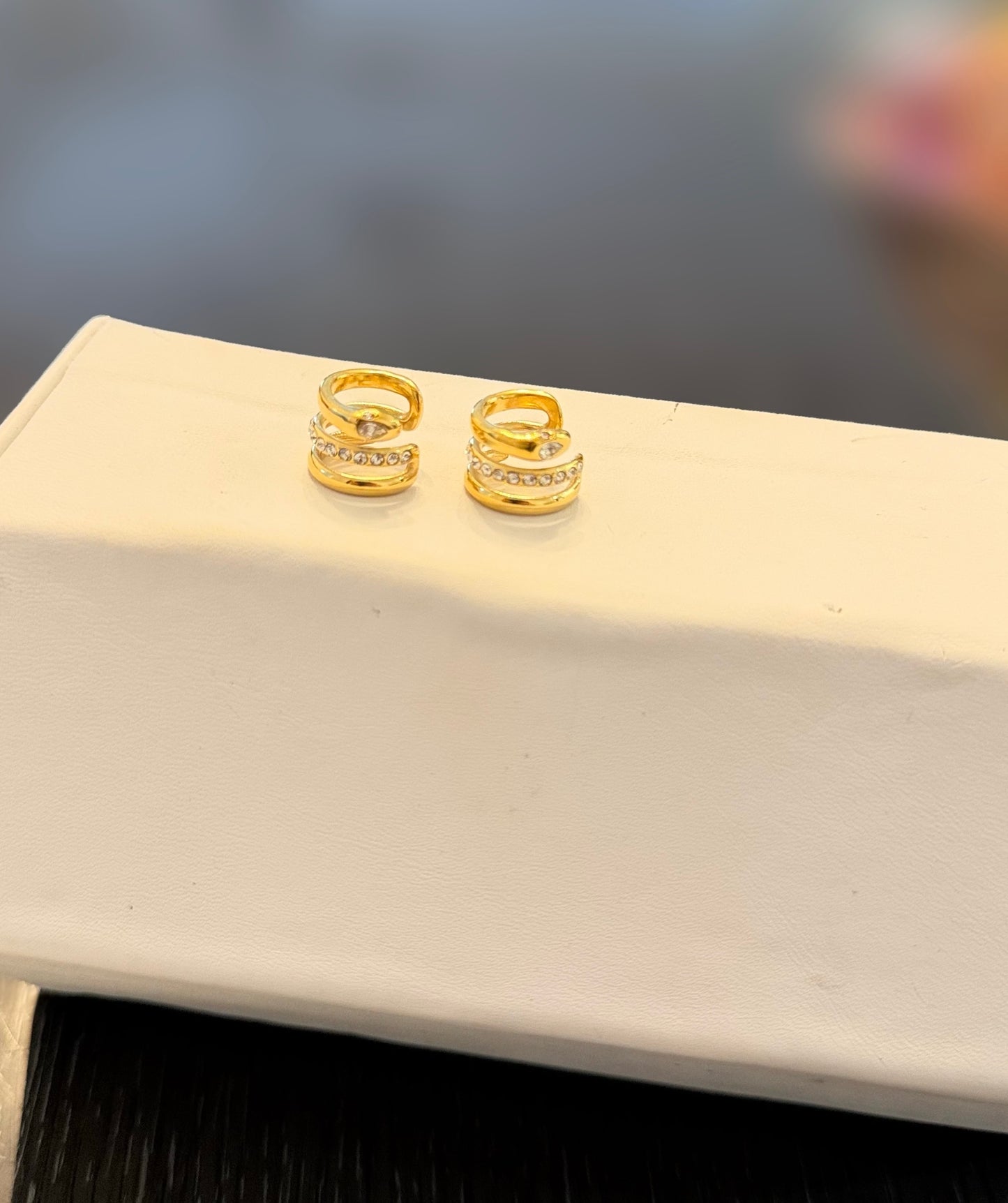 Snake Gold And Crystal Ear Cuff