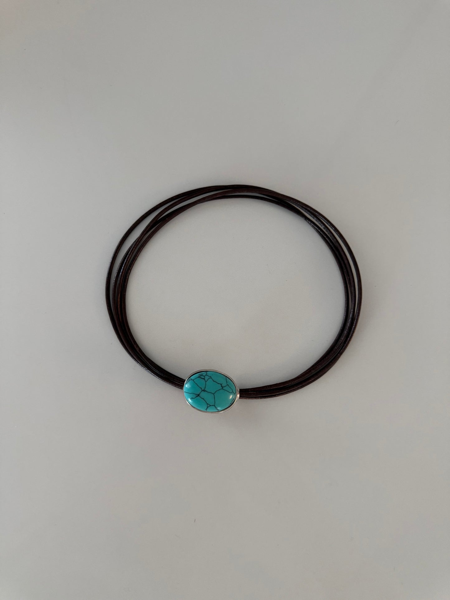 Brown Rope Turquoise Choker