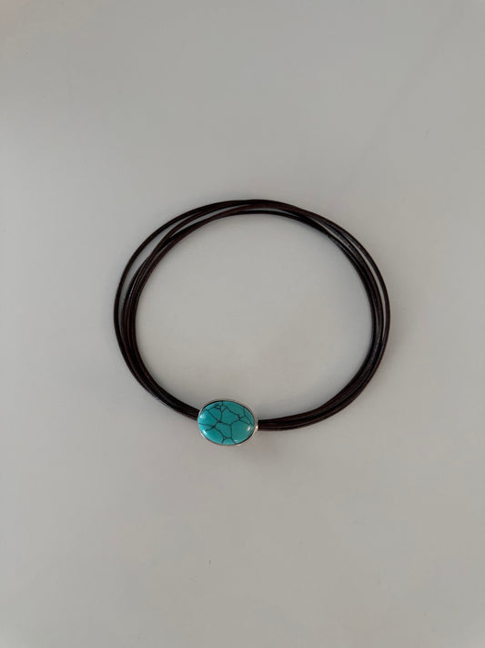Brown Rope Turquoise Choker
