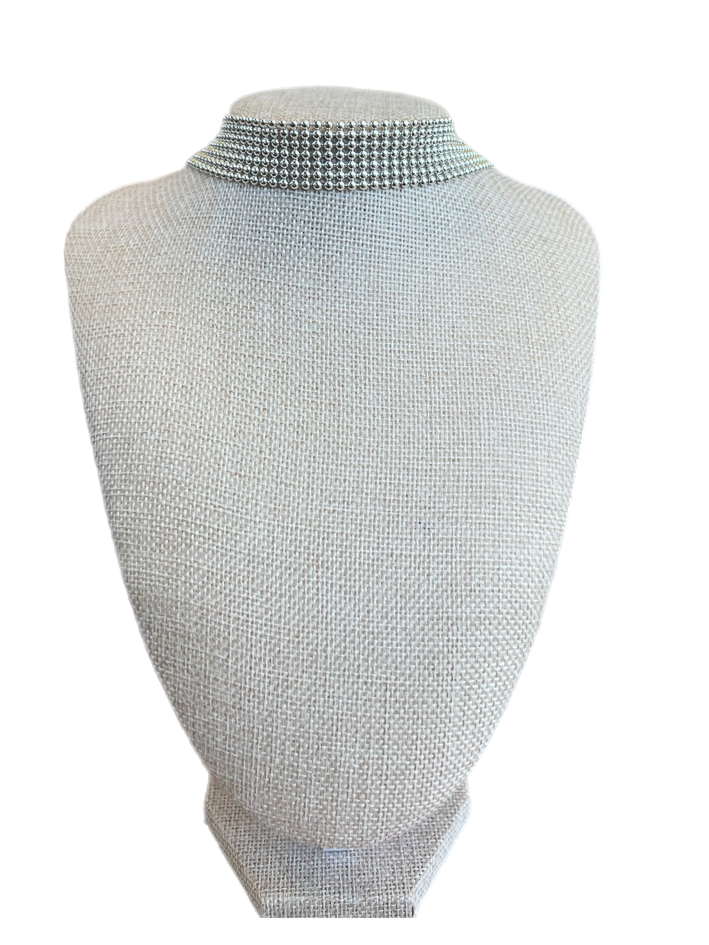 Silver Ball Chain Choker Necklace