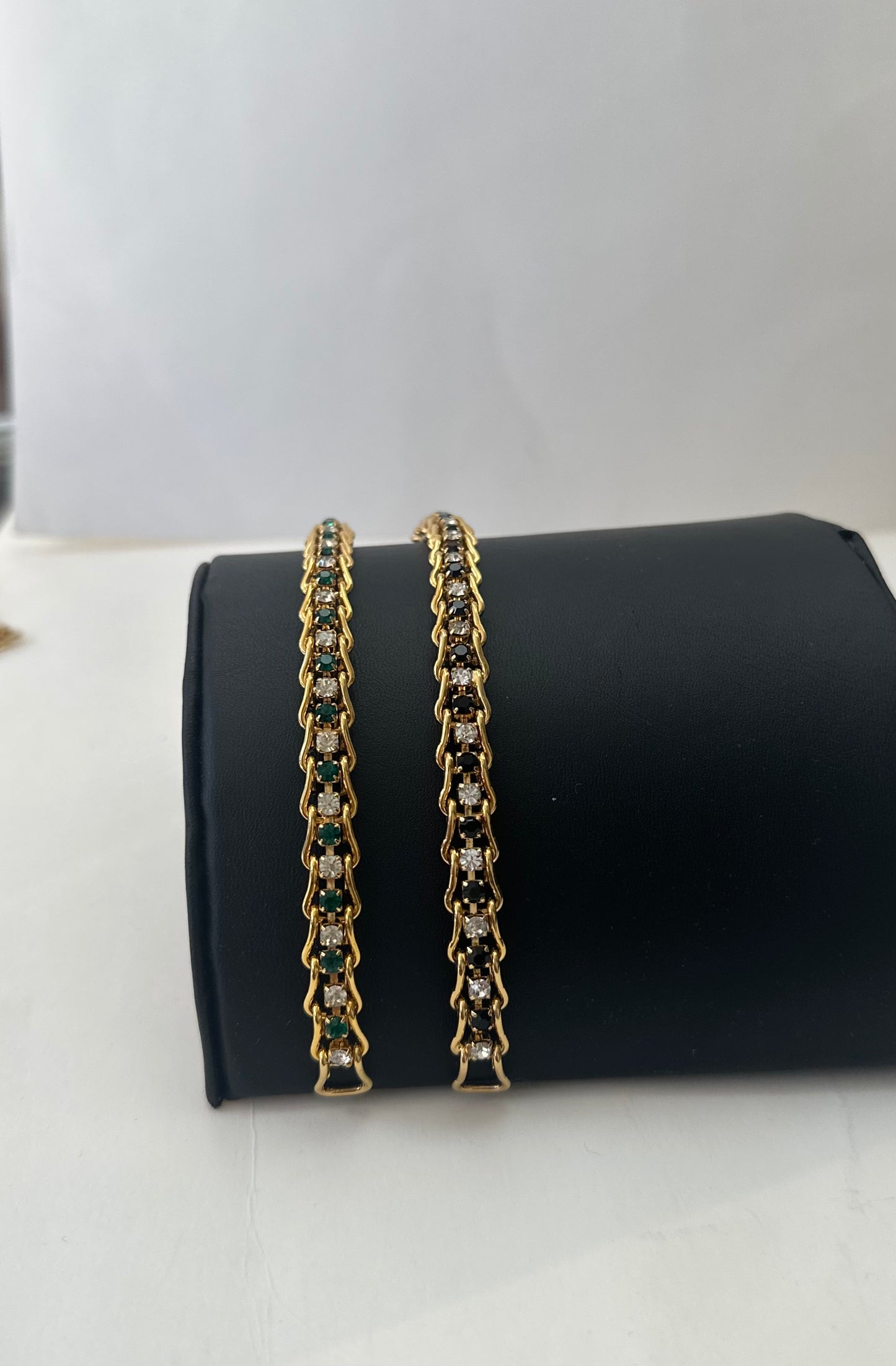 Black And Emerald Crystal Link Bracelet