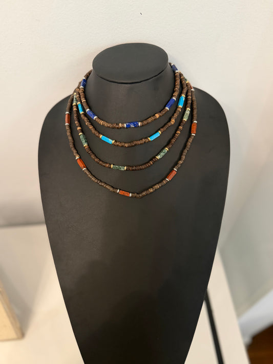 Brown Beaded Necklaces All Four