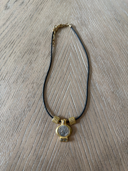 Vintage Coin Cord Necklace