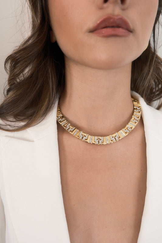 Gold and CZ Collar Necklace