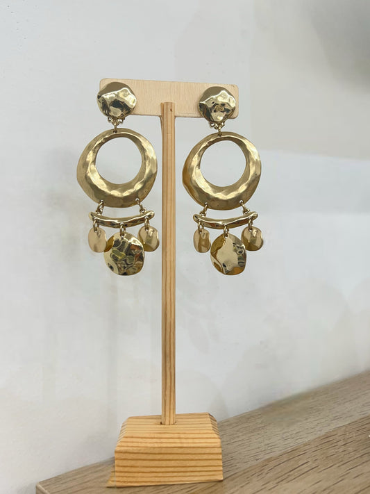 Vintage Dangle Round Hammered Dangle Earrings
