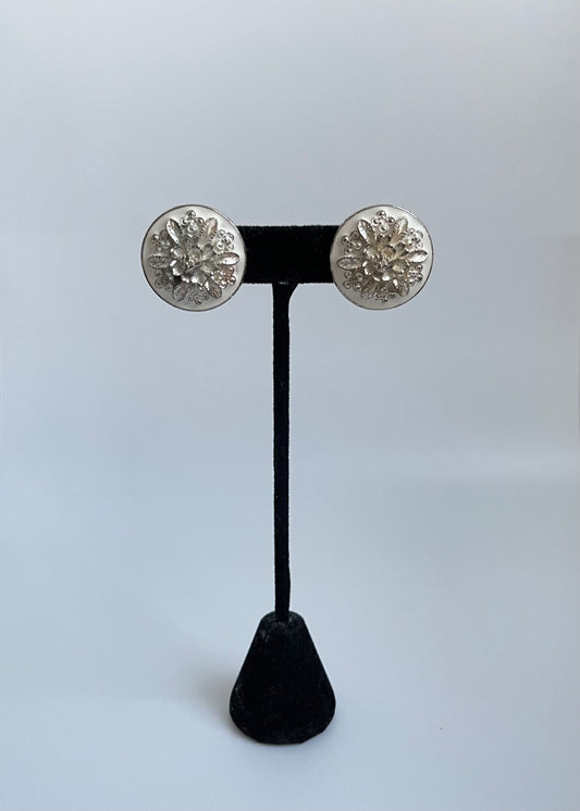 Vintage Flower Clip Back Earrings